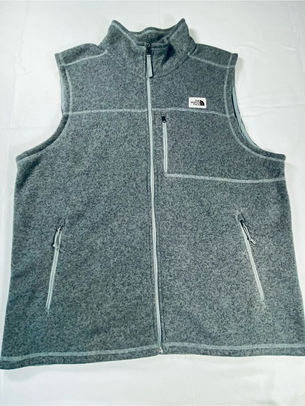The North Face Gordon Lyons Fleece Vest Mens XXL 2XL Gray Full Zip Hiking